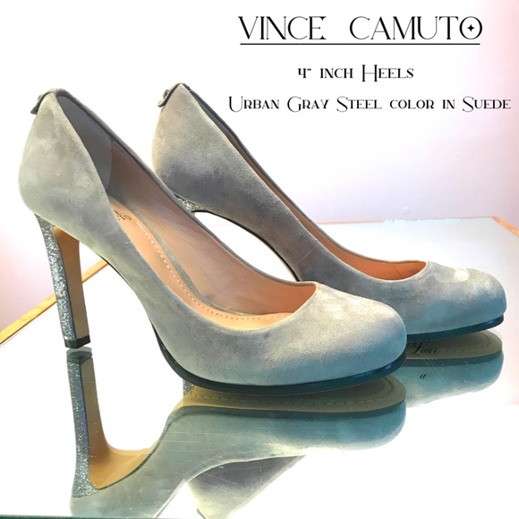 (SOLD) Vince Camuto 4” 8+1/2 Grey Suede w/ Box - Picture 3 of 11